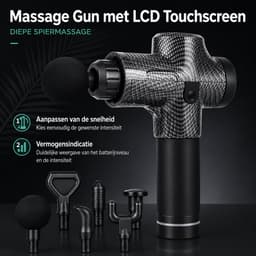Casa Living Massage Gun - Massage Apparaat - 30 Snelheden - 6 Massagekoppen - Diepe Spiermassage - Oplaadbaar - 2500mAh - Zwart — thumbnail 2