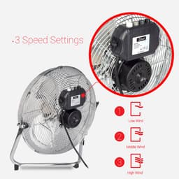 Zilan - Vloerventilator - Heavy duty - retro look - aluminium - 14 inch — thumbnail 4