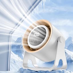 Bureauventilator – Tafelventilator – Stille, draagbare USB-ventilator – Met ledverlichting – Digitaal display – Kleine bureauventilator – Zwart — thumbnail 4