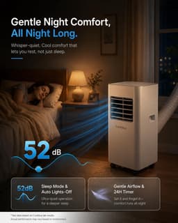 Mobiele Airco 12000 BTU – 3-in-1 Airconditioner – 52 dB – 24-uurs Timer – Afstandsbediening – Gebroken Wit — thumbnail 5