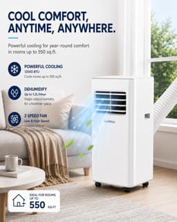 Mobiele Airco 12000 BTU – 3-in-1 Airconditioner – 52 dB – 24-uurs Timer – Afstandsbediening – Gebroken Wit — thumbnail 3