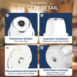 Elektrische Uienhakker - Keukenmachine Mini - Snel Groenten Snijden - Krachtige Elektromotor - 135 cm Hoog - Wit — thumbnail 4