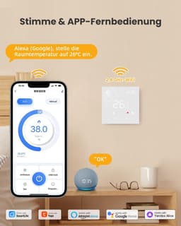 Slimme Thermostaat - Verwarming Regelaar - Energie Besparen - App en Spraakbesturing - 3A - Wit — thumbnail 5