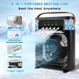 Kraftverdia Portable Aircooler - Airco Zonder Afvoerslang - Tafelventilator -Luchtkoeler 4-in-1 -3 windsnelheden met 600ml Watertank - Zwart — thumbnail 4