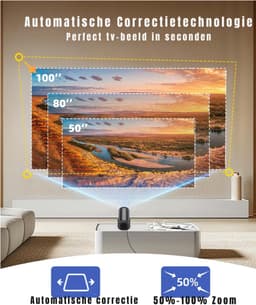 QORA® Draagbare beamer - Beamer - Projector - Mini Beamer - Zwart - 9cm x 9cm x 16cm — thumbnail 5