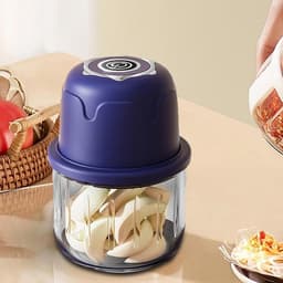 Elektrische Hakker - Keukenmachine Mini - Snel Ingrediënten Snijden - Draadloos USB Opladen - 350ml - Blauw — thumbnail 5