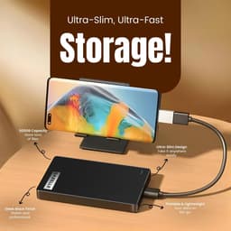Externe Harde Schijf - Draagbare Opslag - Bestanden Opslaan - Ultradun Ontwerp - 1 TB - Zwart — thumbnail 4