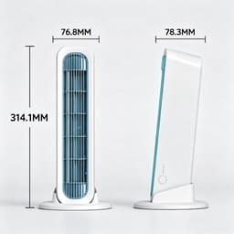 Stille Draagbare USB Torenventilator - Bladloos - 4000mAh Accu - 3 Snelheden - Met Losse Voet En Afstandsbediening - Geschikt Voor Bureau - Slaapkamer En Kamperen - rood — thumbnail 5