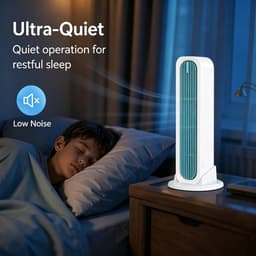 Stille Draagbare USB Torenventilator - Bladloos - 4000mAh Accu - 3 Snelheden - Met Losse Voet En Afstandsbediening - Geschikt Voor Bureau - Slaapkamer En Kamperen - rood — thumbnail 3
