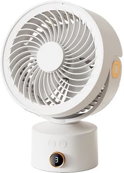 Bureauventilator - Kleine oscillerende ventilator voor de slaapkamer, werkt op oplaadbare batterijen, 3 windsnelheden, 23 cm mini-ventilator, 90° verstelbare kantelhoek, geluidsarm — thumbnail 1