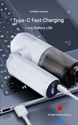 4-in-1 draadloze handstofzuiger voor de auto, krachtige draagbare stofzuiger met 6500 Pa zuigkracht, 200 W mini-autostofzuiger met ledverlichting, oplaadbare handstofzuiger met snelladen (Type-C) voor auto, huis, kantoor, dierenharen en stof. — thumbnail 2