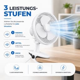 Tafelventilator - Bureau ventilator - Aangename frisheid - 90 graden zwenkfunctie - 30 cm - Wit — thumbnail 5