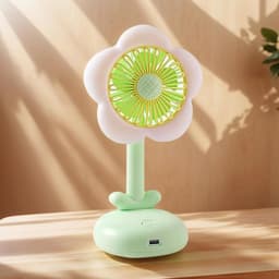 Bureauventilator met Nachtlampje - Persoonlijke Ventilator - Verkoeling aan Bureau - Stille Werking Bloemenpatroon — thumbnail 2