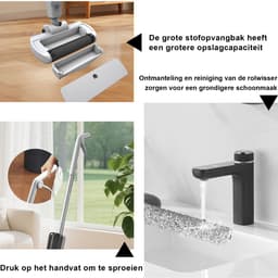 Draadloze Elektrische Dweil / Vloerreiniger / Rolborstel Reiniger – USB oplaadbaar – Voor tegels, laminaat, hout & vinyl – Schoonmaken zonder gedoe – Incl. USB-kabel & handleiding — thumbnail 4