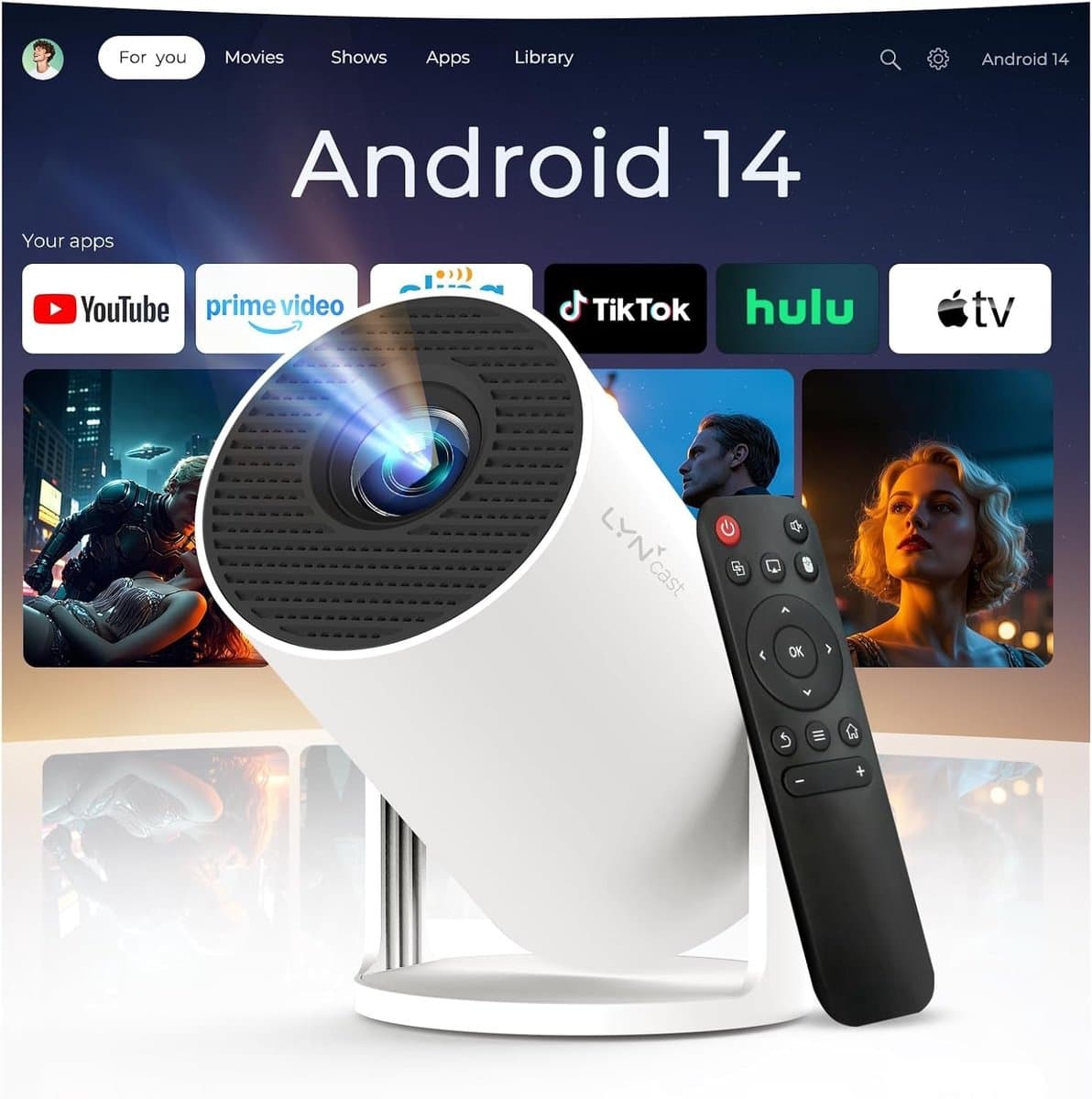 Mini Beamer - Draagbaar - WiFi 6 en Bluetooth 5.4 - Ondersteunt 1080P en 4K - Voor Thuis en Buiten — afbeelding 1
