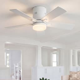 Plafondventilator met Lamp Wit – Stille Ventilator met 6 Snelheden & Afstandsbediening — thumbnail 1