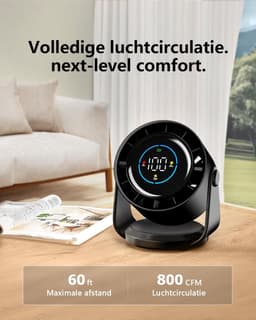 Slimme bureauventilator - USB tafelventilator - 100 snelheden - LED display - 105° verstelbare kop - stille koeling — thumbnail 2