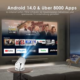 SnelShoppen - Mini beamer 4K Smart Projector met WiFi 6 en Bluetooth 5.4 - Draagbare Videoprojector voor Thuisbioscoop, Camping en Buiten, Ondersteunt — thumbnail 2