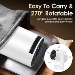 SnelShoppen - WiFi 6 Mini Projector met Bluetooth 5.4, 4K 1080P Draagbare Overhead Projector met Automatische Keystone Rotatie 270°, Geschikt voor HDM — thumbnail 4
