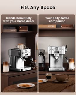 BlitzHome CM-601G Espressomachine Halfautomatisch 20 Bar – Espresso Apparaat met Melkopschuimer, PID Temperatuurregeling, Drukmeter en Thermoblock – Zilver — thumbnail 4