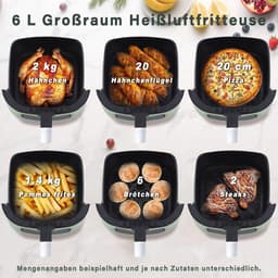 SnelShoppen - Hot Air Fryer 6L met Kijkvenster, 7 Kookprogramma's, 11 Functies, Stille Airfryer, Eenvoudig Schoon te Maken met Timer en Touch Screen, — thumbnail 4
