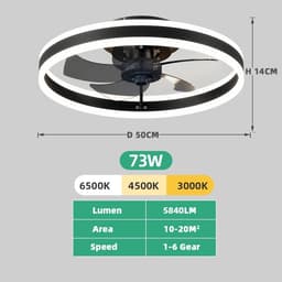 Plafond Ventilator Lamp - Moderne Verlichting - Slaapkamer Koeling - Geïntegreerd Design - 40cm LED 48W - Wit — thumbnail 5