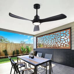 52 inch zwarte plafondventilator met licht en afstandsbediening - omkeerbare DC-motor - 3 instelbare kleurtemperaturen - geschikt voor binnen en buiten - modern design - ideaal voor slaapkamer en woonkamer — thumbnail 4
