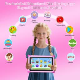 SnelShoppen - 7 inch Kindertablet voor Kinderen met Hoes - Android Tablet, Quad Core Processor, 1024x600 HD-Display, 2GB RAM, 32GB ROM (Uitbreidbaar t — thumbnail 2
