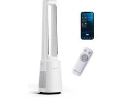 Bladloze Torenventilator met HEPA 13-filter – WiFi, 6 Snelheden, 5 Modi en 60° Oscillatie – Wit