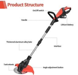 9 inch borstelloze elektrische grasmaaier, telescopische grastrimmer, snoerloze tuin grasmaaier, trimmer gere — thumbnail 5