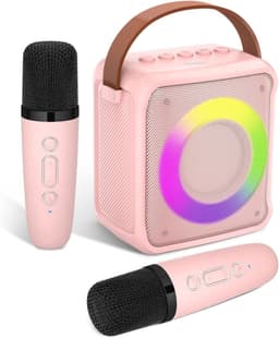 Sounix Draagbare Karaoke set - Incl. 2 draadloze karaoke microfoons - Bluetooth Speaker - Voor Volwassenen en Kinderen - Roze — thumbnail 1