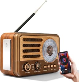 Retro-radio met Bluetooth – vintage transistor – kleine AM/FM/SW-radio – ondersteunt USB/TF/Aux-MP3-afspelen – oplaadbaar – voor thuis, kantoor, buiten.L — thumbnail 1
