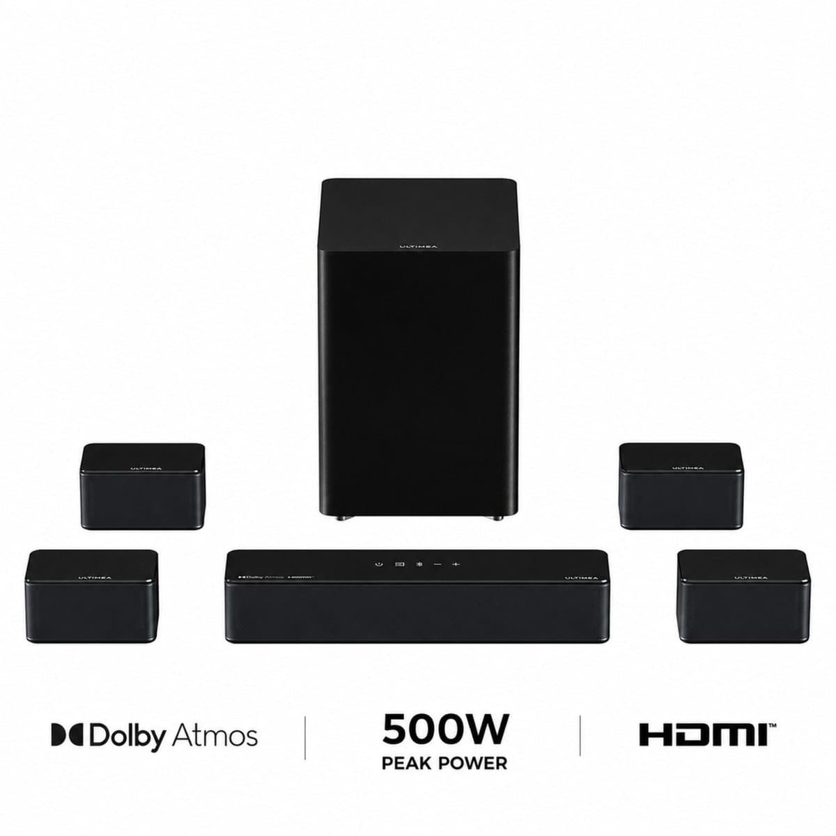 ULTIMEA Poseidon D80 Boom Dolby Atmos Soundbar 7.1 met 6.5" Draadloze Subwoofer, 500W Surround Sound voor TV - Zwart — afbeelding 1