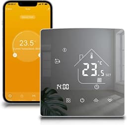 Slimme thermostaat - Verwarmingsregelaar - Energie besparen - App en spraakbediening - 90x86x27MM - Wit — thumbnail 1