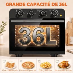 HOMCOM Airfryer Oven - Koudgewalst staal, gehard glas - 54 x 48 x 48,2 cm - Zwart — thumbnail 4