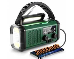 Solar Noodradio met Dynamo – 20.000 mAh Powerbank – AM/FM Radio – Zaklamp met SOS-Model 2026