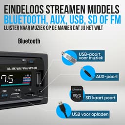 Strex Autoradio met Bluetooth 1 DIN - Voor Alle Auto's - USB AUX en Handsfree Bellen - Met Microfoon en Afstandsbediening — thumbnail 2