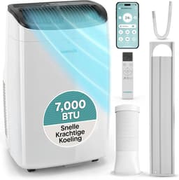 Mobiele airco 7000 BTU – Met WiFi en app – Ontvochtiger – Ventilator – Inclusief raamkit — thumbnail 1