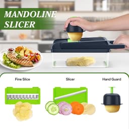 Groentehakselaar - Keukengadget set - Snel snijden - 12-in-1 functies - 2258 cm - Zwart — thumbnail 2