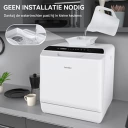 Mini Vaatwasser - Tafelmodel Afwasmachine - Snel Vaat Reinigen - Zonder Wateraansluiting - 4 Personen - Wit — thumbnail 5