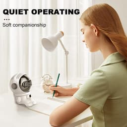 Bladloze Bureaublower - Persoonlijke Ventilator - Bureau Verkoeling - Astronaut Vorm - 10x115x10 cm - Wit — thumbnail 4