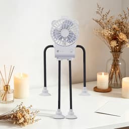 Tafelventilator Robot - Mini Ventilator Persoonlijke Fan - Bureau Koeling - Zuignap Bevestiging - 3 snelheden - Wit — thumbnail 4