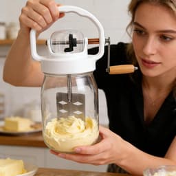 Handmixer Menggereedschap - Keuken Accessoire - Zelf Boter Maken - Hittebestendige Glazen Pot - 1500 ml Capaciteit - Meerkleurig — thumbnail 3
