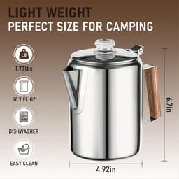 Koffiezetapparaat Percolator - Roestvrij staal - Koffie Zetten - Glazen venster - 6 kopjes - Meerkleurig — thumbnail 4
