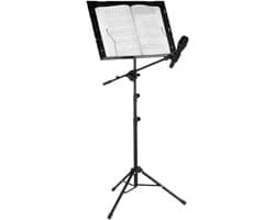 Muziekstandaard - Bladmuziek houder - Muziek oefenen - Inclusief microfoon - 82-157 cm - Zwart