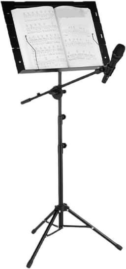 Muziekstandaard - Bladmuziek houder - Muziek oefenen - Inclusief microfoon - 82-157 cm - Zwart — thumbnail 1