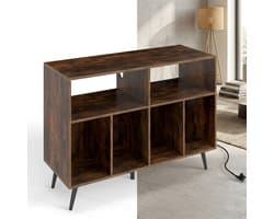 Platenspelermeubel - LP-kast - Platenspelerkast - Draaitafelstandaard - Platenspelerstandaard - Vintage Displayplank - Rustiek bruin