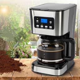 Koffiemachine Van 1,5 Liter Met Timer Isolatiefunctie Anti-Druppelsysteem En Transparant Venster - 950W Snelzetten 2 Uur Warmhouden Automatische Uitschakeling - Voor Thuis Kantoor En Studentenkamers - Zwart En Zilver — thumbnail 1