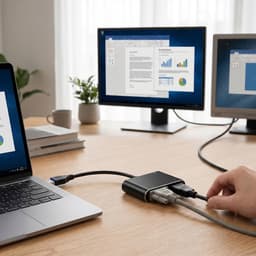 USB naar VGA Adapter - Externe Beeldscherm - Werk en Entertainment - Ondersteunt 2 Schermen - Full HD 1080p - Zwart — thumbnail 2