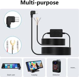 SnelShoppen - Hardwired Dashcam Kit 3.3m USB C Aansluiting met 8 Stopcontacten voor 12-24V Voertuigen, Ideaal voor Auto, Vrachtwagen, SUV, GPS en Rada — thumbnail 4
